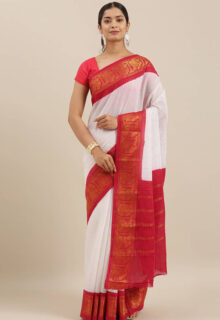 Sungudi Cotton Hot Pink Printed Saree