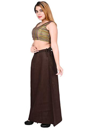 Cotton Saree Womens Inskirt-brown