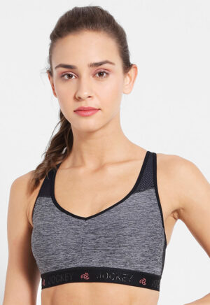 Sports Bra with Stay Dry Treatment - Black Melange