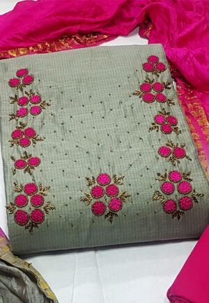 Pink with Grey Chudithar Material