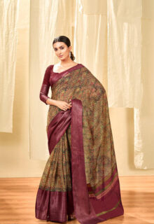 Maroon Silk Cotton Vaira Oosi Saree