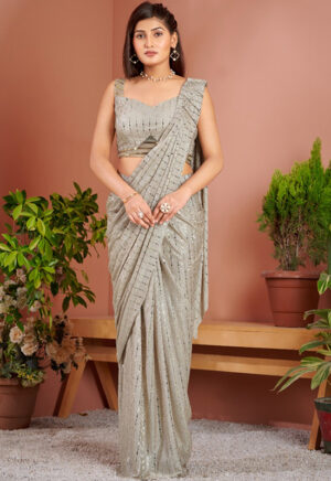 Glitzy Neon Pink Color Organza Base Saree With Heavy Embroidered Blouse