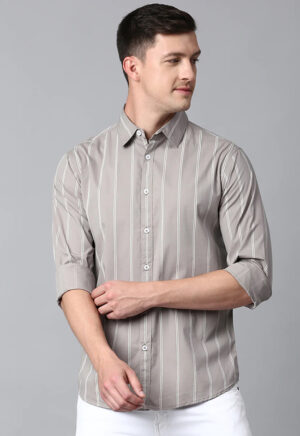 Grey White Line Shirt