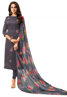 Grey Semi Stitched Chudithar
