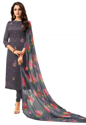 Grey Semi Stitched Chudithar