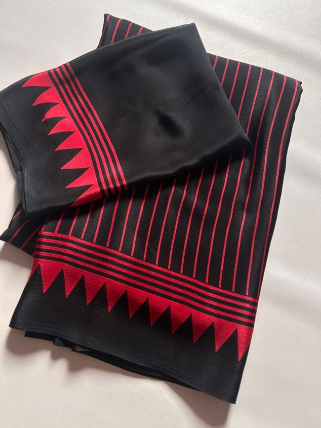 fabric  Satin shilk with Satin Border With Fancy Contrast Blouse - Image 2