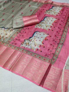 Kota doria Pichwai Print with mirror work